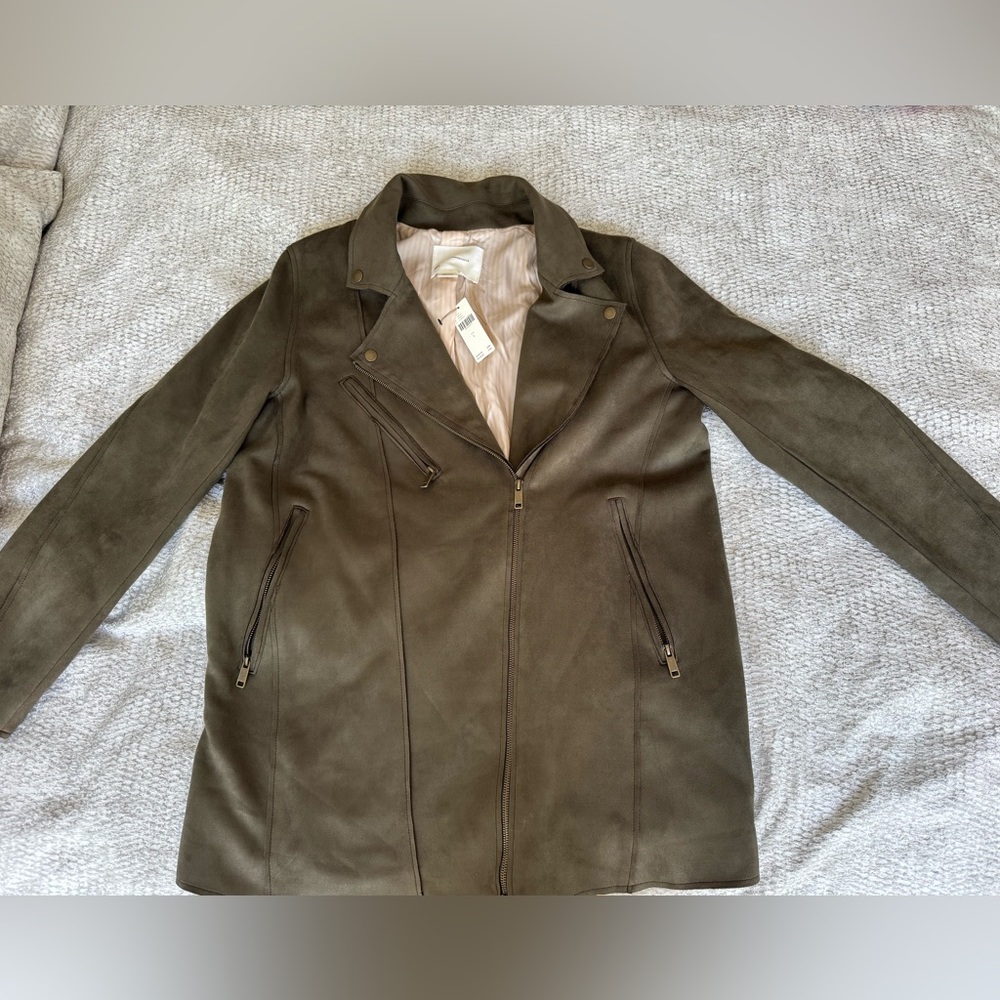 NWT Anthropologie Green Suede Jacket-size large